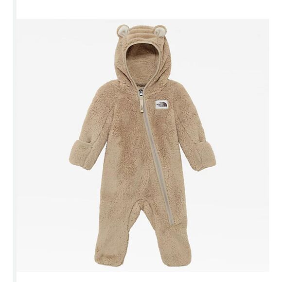 The North Face Campshire One piece Tan Fleece Sherpa 6-12m Khaki Hooded Snowsuit - Picture 9 of 9
